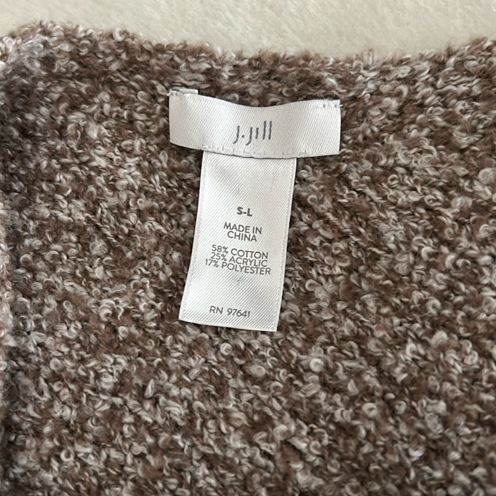 J Jill lightweight asymmetrical brown and white heathered poncho, S-L